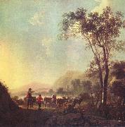 Landscape with herdsman and cattle., Aelbert Cuyp